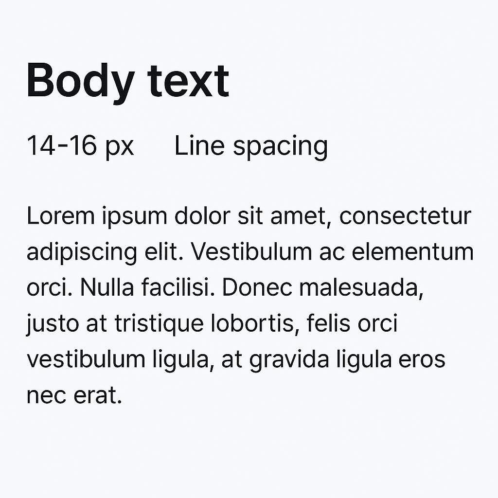 Sample of body text with clear font, 14–16 px size, and proper line spacing for readability