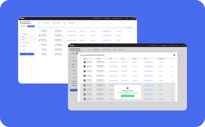 A dashboard of the Opps website displays detailed data on tenant management and system reports