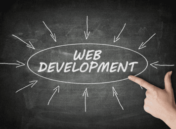 Chalkboard diagram showing web development