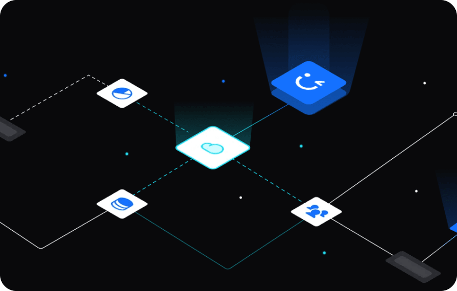 Visual representation of Uniramp Widget connecting various payment methods and user options. Blue icons represent Uniramp's features and services