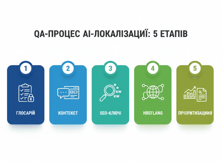QA-процес AI-локалізації: 5 етапів від глосарія до пріоритизації контенту для багатомовного SEO в e-commerce