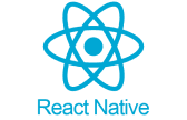 React Native logo featuring a stylized blue atom symbol with an electron orbit design