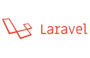 Laravel logo featuring an abstract red wireframe cube on the left and the word "Laravel" written in red text on the right, displayed on a light background