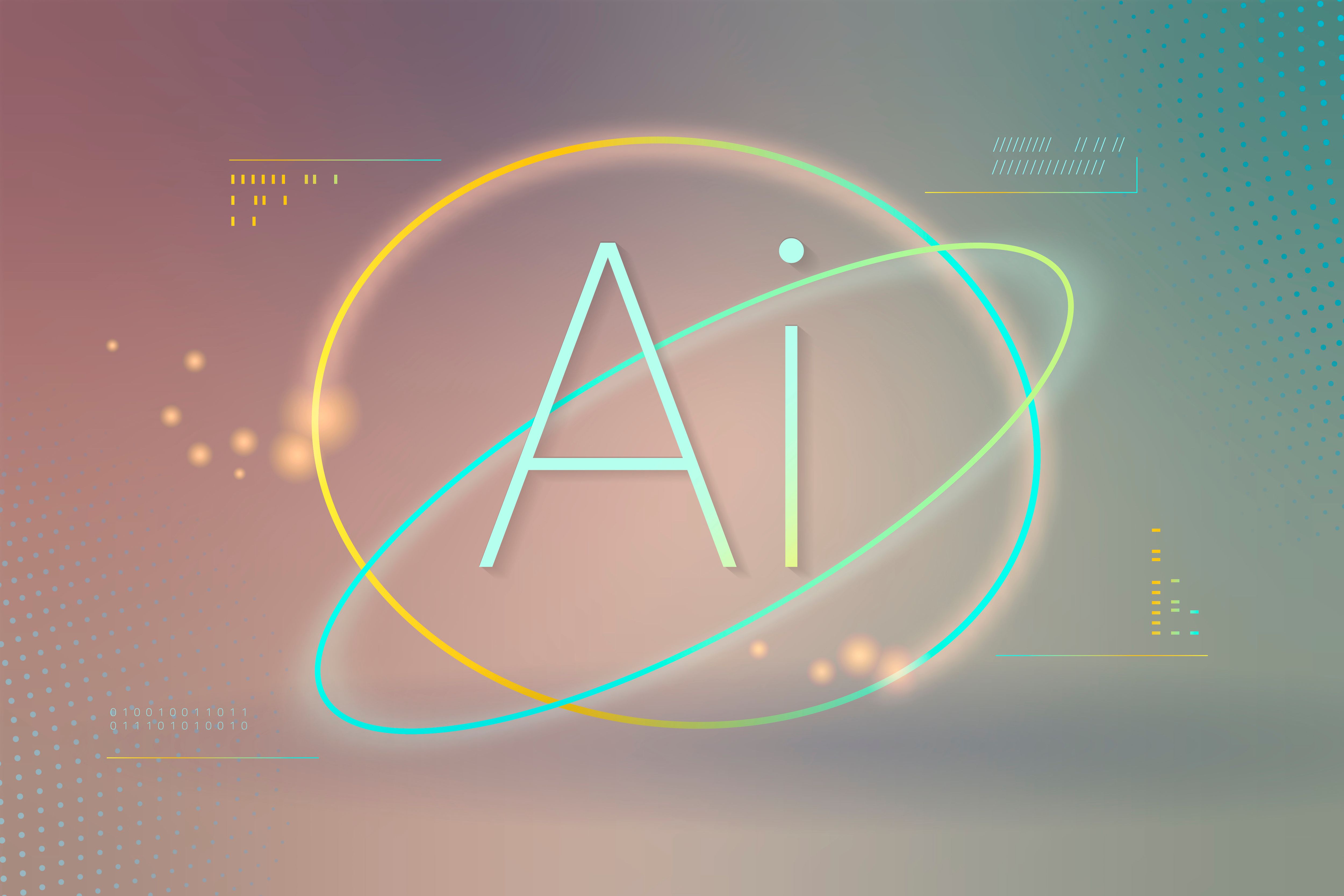 Abstract image featuring the letters 'Ai' in a futuristic design with overlapping glowing circles and digital elements